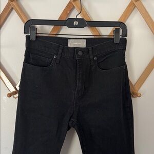 Everlane Black Straight Denim Pants Raw Hem Size 25
